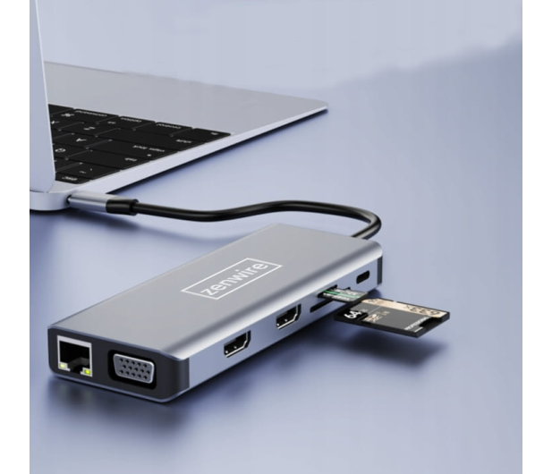 Zenwire Hub 12w1 USB-C 2xHDMI VGA USB 3.0 RJ-45 SD PD 87W - 1604637 - zdjęcie 4